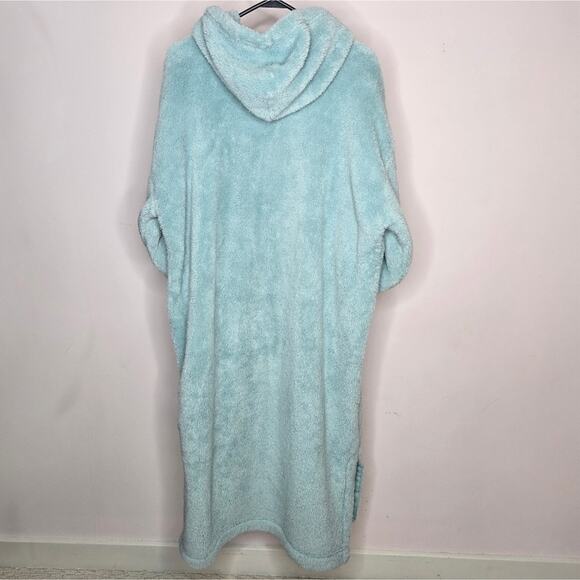 Joyspun Seafoam Green Hoodie Robe Fleece Lounger PJ Top Size M 8-10 - Picture 8 of 12